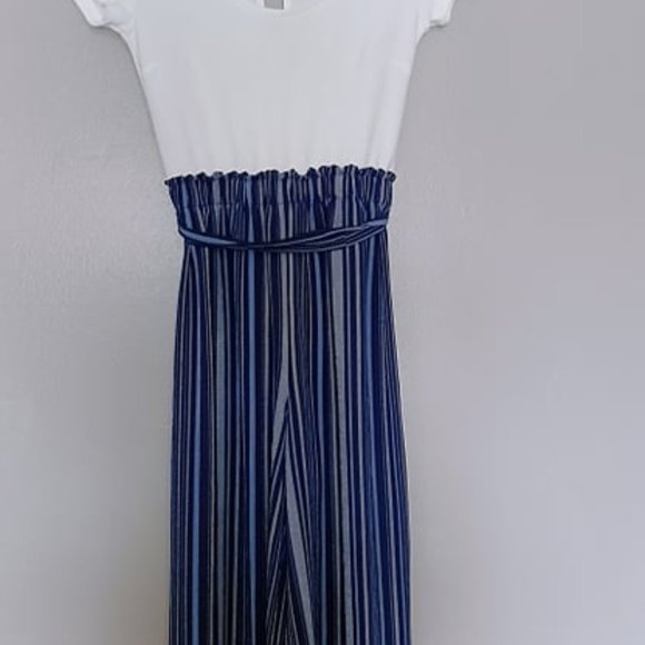 LA Gypsy White And Blue Jumpsuit Size XS - Picture 3 of 7